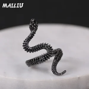 Retro Exaggerated Rattlesnake Ring Men's Punk Rock Hip Hop Ring Snake Animal Ring Women's Jewelry Gift Adjustable