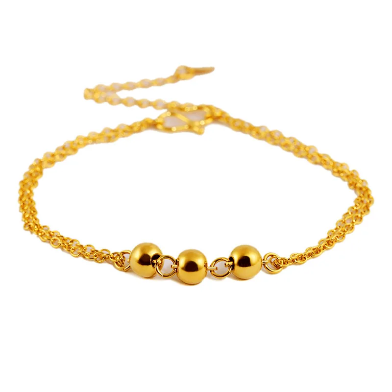 Fashion 18K Gold Bracelet for Men Women Wedding Engagement Jewelry Ethnic Luxury Ball Chain Bracelet Not Fade Fine Jewelry Gifts - Image 5
