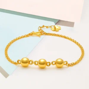 Fashion 18K Gold Bracelet for Men Women Wedding Engagement Jewelry Ethnic Luxury Ball Chain Bracelet Not Fade Fine Jewelry Gifts