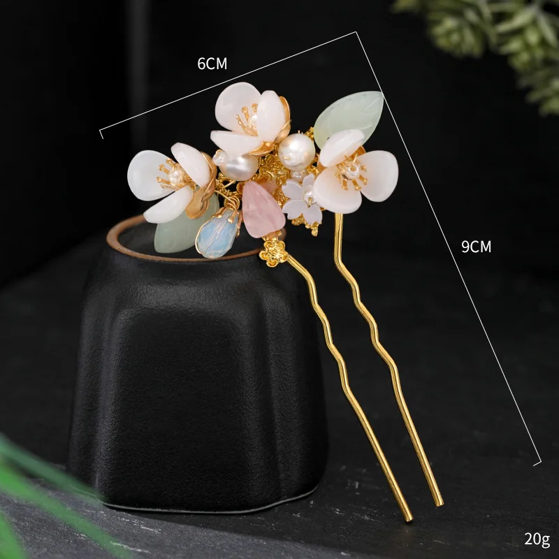 Vintage Hairpin Forks Hair Jewelry For Women Handmade U-shaped Pearl Flower Hair Stick Bride Wedding Hair Accessories Jewelry - Image 6