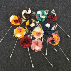 1 Pcs High-grade Ribbon Men Rose Flower Golden Leaf Fashion Brooch Pin Suit Lapel New Men Wedding Boutonniere Brooch Jewelry