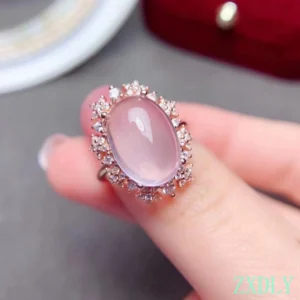 Big Size and Fashion Silver Ring 10 x 14mm Natural Rose Quartz Ring 925 Silver Pink Gemstone Jewelry Party Gift