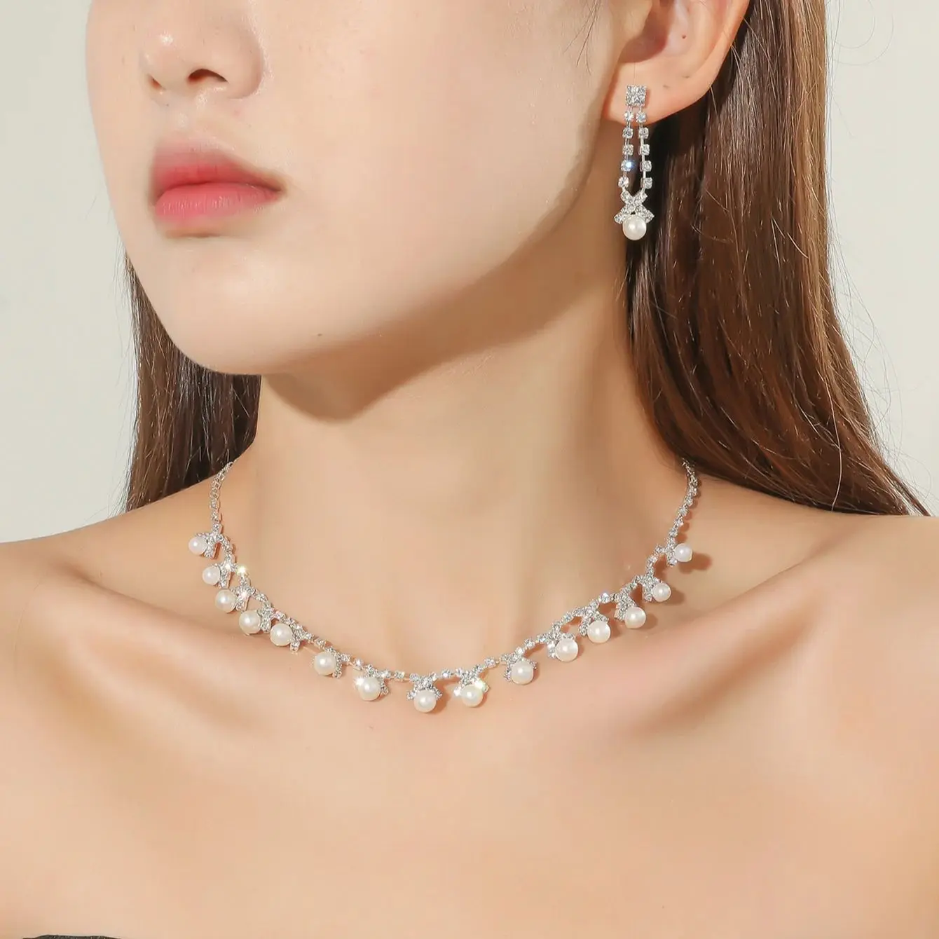 2022 New Royal Blue Crystal Bridal Jewelry Sets Rhinestone Statement Choker Necklace Earrings Women Wedding Jewelry Sets - Image 4