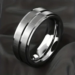 Black Tungsten Carbide Ring Men Brushed Black Color Wedding Band Men Engagement Rings for Male Jewelry 8mm Stainless Steel