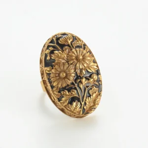 Glslcr Vintage Black Sunflower Rings Elegant Women Antique Gold Color Jewelry Oval Trends Quality Designer Thanksgiving Prom New