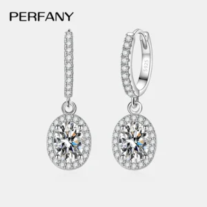 PERFANY 1CT Oval Cut Moissanite Drop Earring Ladies S925 Pure Silver Laboratory Cultivated Diamonds Luxury Wedding Jewelry