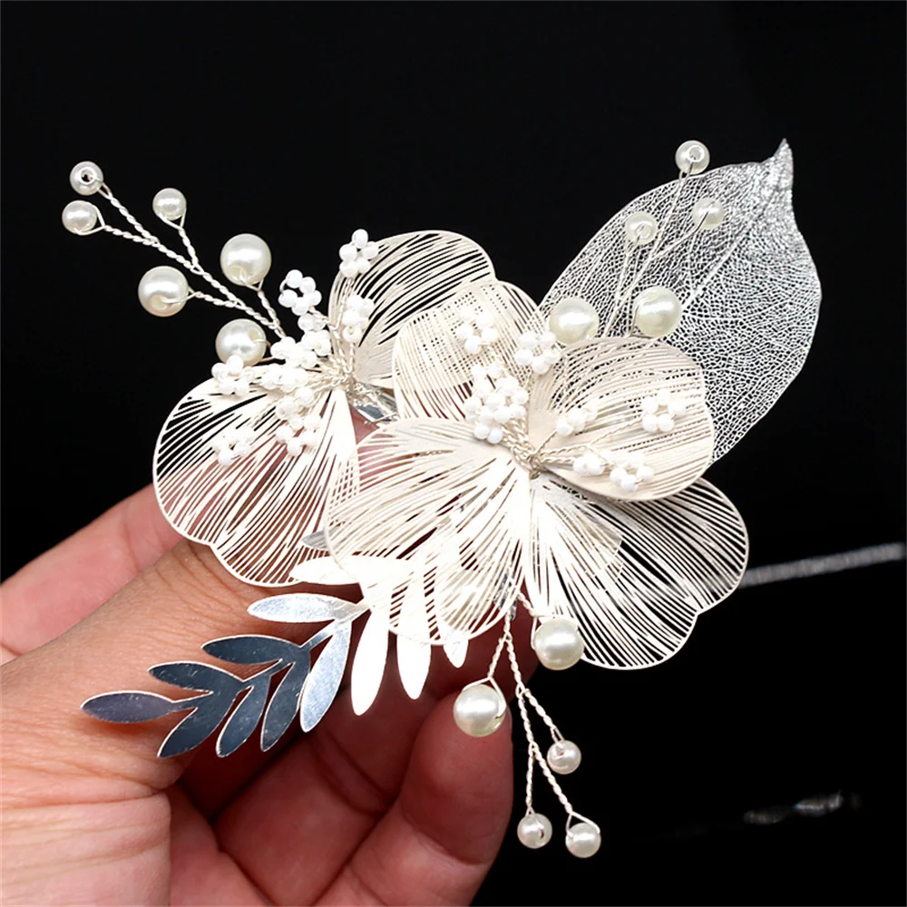 Wedding Hair Clips Bride Hair Jewelry For Women Pearl Flower Hairpins Rhinestone Girls Party Hairbands Tiaras Noiva Hair Jewelry - Image 3