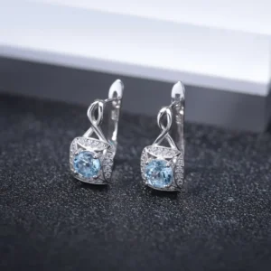 GEM'S BALLET Natural Sky Blue Topaz Gemstone Earrings 925 Sterling Silver Earrings For Women Fashionable Jewelry Gift Wedding