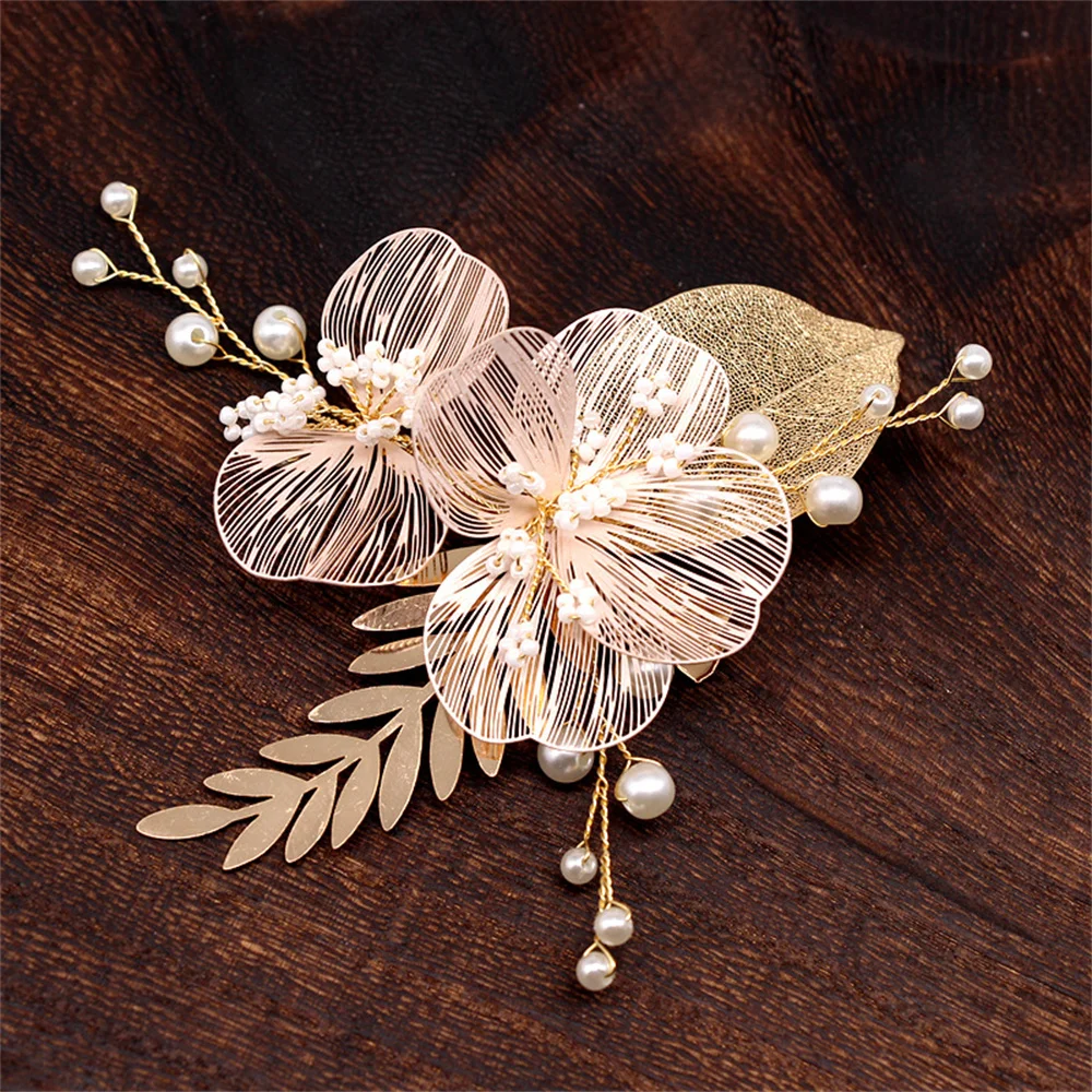 Wedding Hair Clips Bride Hair Jewelry For Women Pearl Flower Hairpins Rhinestone Girls Party Hairbands Tiaras Noiva Hair Jewelry