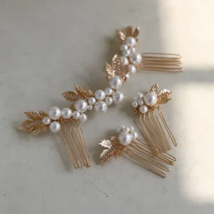SLBRIDAL Handmade Copper Alloy Flower Zircon Pearls Bridal Hair Comb Hair Pin Wedding Headpieces Women Jewelry Hair Accessories