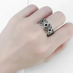 Vintage Adjustable Rings for Men Women Ethnic Five Emperors Money Coin Finger Ring Personality Creative Jewelry Accessories Gift